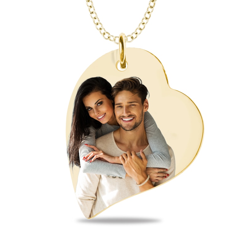 Main Image 1 of 10K Solid Gold Photo Heart Pendant - 18&quot;