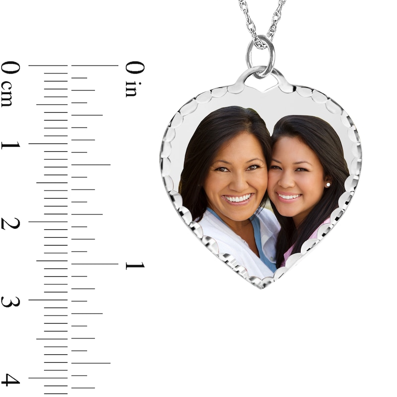 Main Image 4 of Diamond-Cut Photo Heart Pendant - 18&quot;