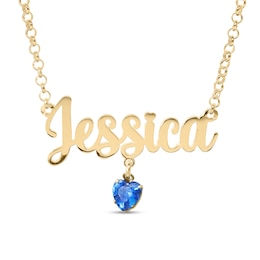 14K Gold Plated Birthstone Name Rolo Necklace - 16&quot;