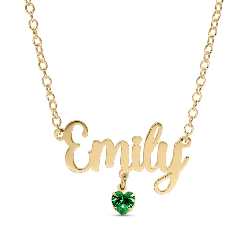 Main Image 2 of 14K Gold Plated Birthstone Name Rolo Necklace - 16&quot;