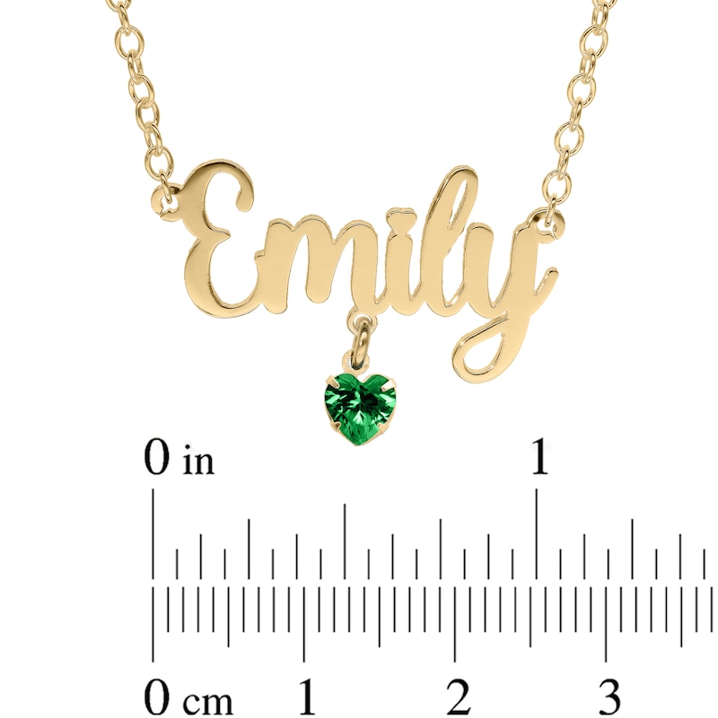 Main Image 3 of 14K Gold Plated Birthstone Name Rolo Necklace - 16&quot;