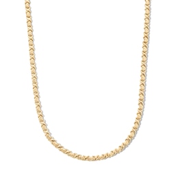 10K Semi-Solid Gold Puffed Heart X Stampato Link Necklace