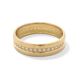 14K Gold Plated CZ Single Row Eternity Ring