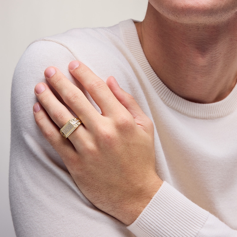 Main Image 2 of 14K Gold Plated CZ Baguette and Round Oblong Ring