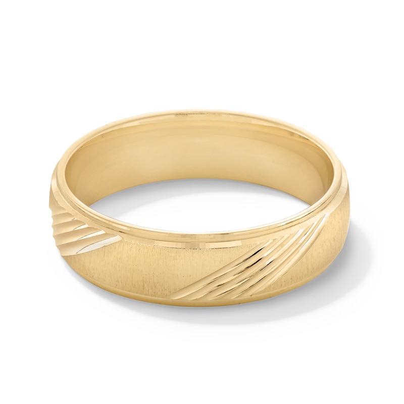 Main Image 1 of 14K Gold Plated Striped Satin Ring Band