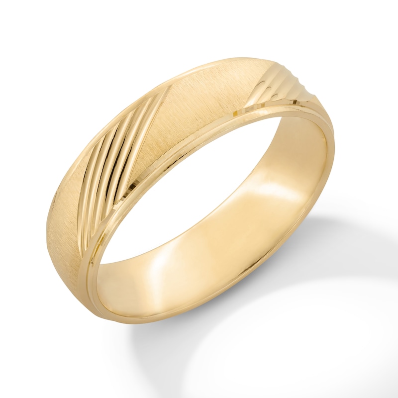 Main Image 2 of 14K Gold Plated Striped Satin Ring Band