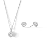 Thumbnail Image 1 of ​​​​​​​Sterling Silver CZ Heart Halo Studs and Pendant Set