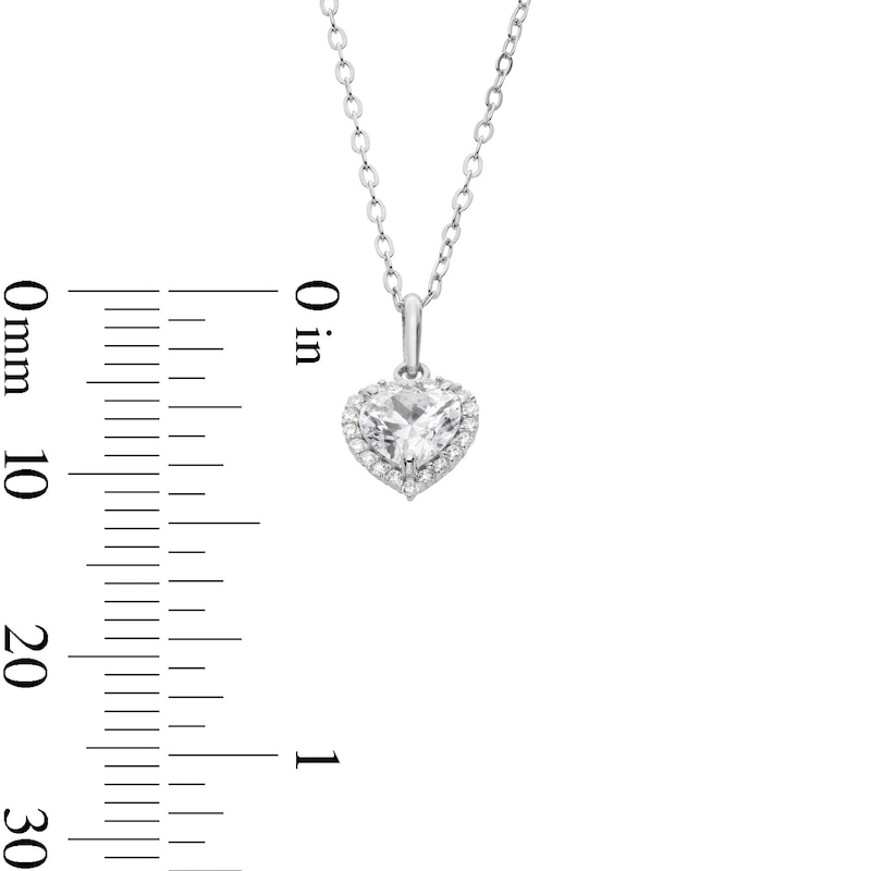 Main Image 3 of ​​​​​​​Sterling Silver CZ Heart Halo Studs and Pendant Set