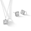 Thumbnail Image 1 of ​​​​​​​Sterling Silver CZ Square Halo Studs and Pendant Set