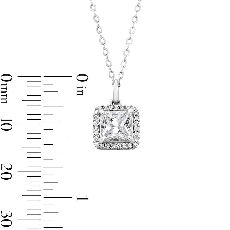 Main Image 2 of ​​​​​​​Sterling Silver CZ Square Halo Studs and Pendant Set