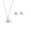 Thumbnail Image 1 of ​​​​​​​Sterling Silver CZ Round Halo Studs and Pendant Set