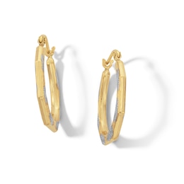 10K Hollow Gold Two-Tone Hoops