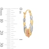 Thumbnail Image 2 of 10K Hollow Gold Diamond-Cut Heart Tri-Color Hoops