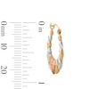 Thumbnail Image 3 of 10K Hollow Gold Diamond-Cut Heart Tri-Color Hoops