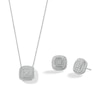 Thumbnail Image 1 of Sterling Silver 1/20 CT. T.W. Diamond Cushion Studs and Pendant Set