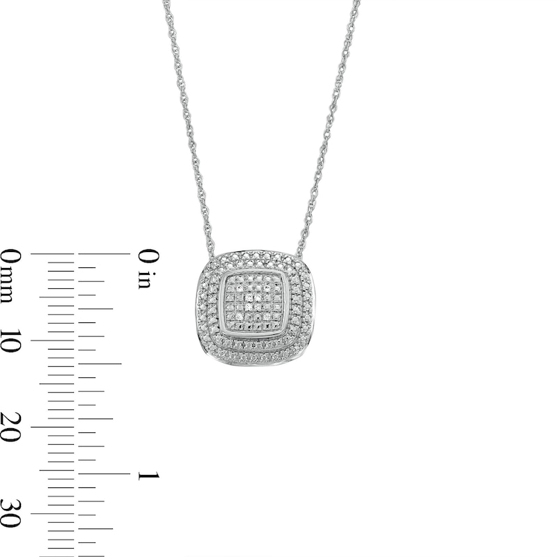 Main Image 4 of Sterling Silver 1/20 CT. T.W. Diamond Cushion Studs and Pendant Set