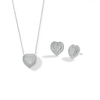 Thumbnail Image 1 of Sterling Silver 1/20 CT. T.W. Diamond Heart Studs and Pendant Set