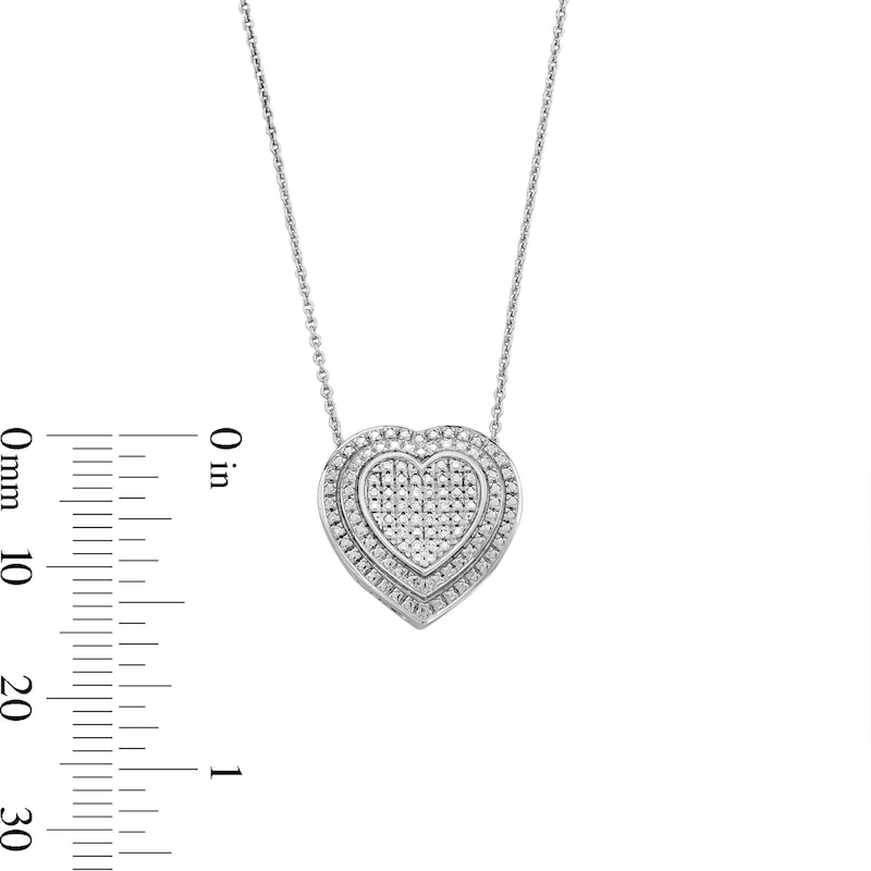 Main Image 4 of Sterling Silver 1/20 CT. T.W. Diamond Heart Studs and Pendant Set