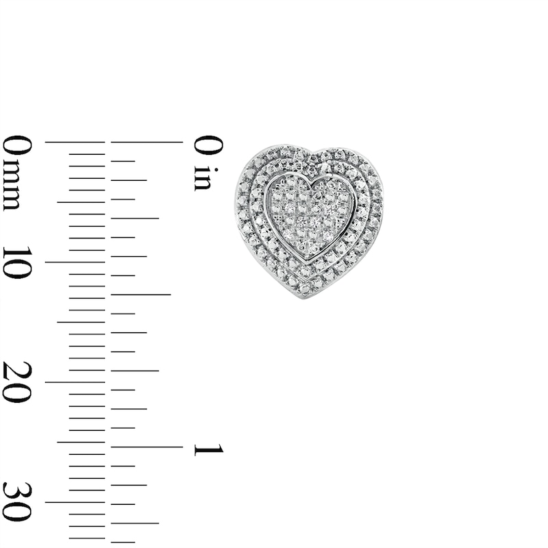 Main Image 5 of Sterling Silver 1/20 CT. T.W. Diamond Heart Studs and Pendant Set