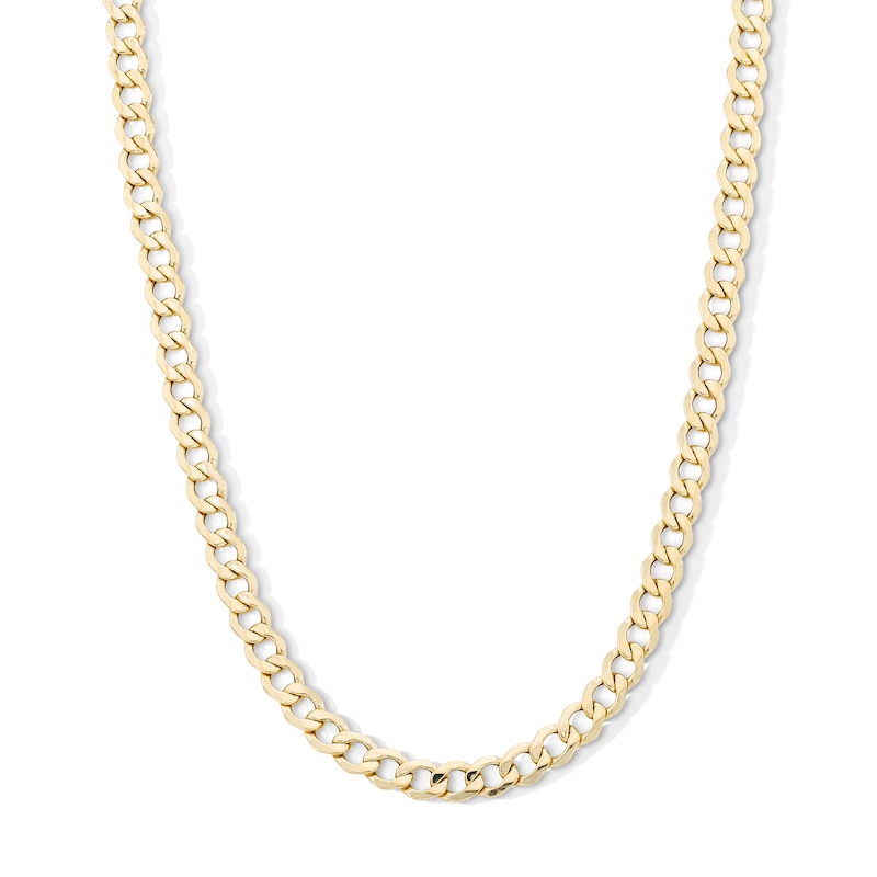 Main Image 1 of 10K Hollow Gold Beveled Curb Chain - 20&quot;