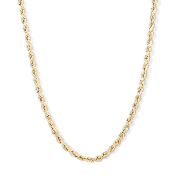 10K Semi-Solid Gold Diamond-Cut Rope Chain - 22"