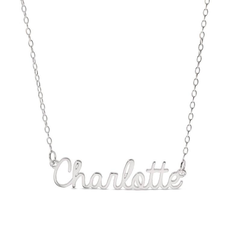 Main Image 1 of Sterling Silver Handwriting Name Rolo Necklace - 16&quot;