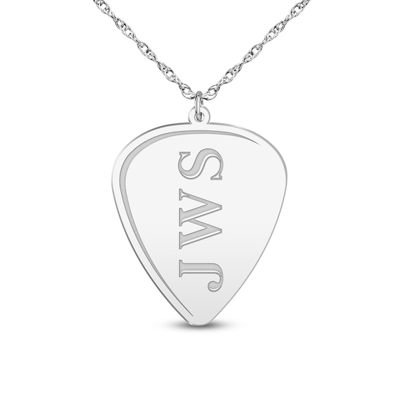 Guitar Pick Initials Pendant - 16" + 2"