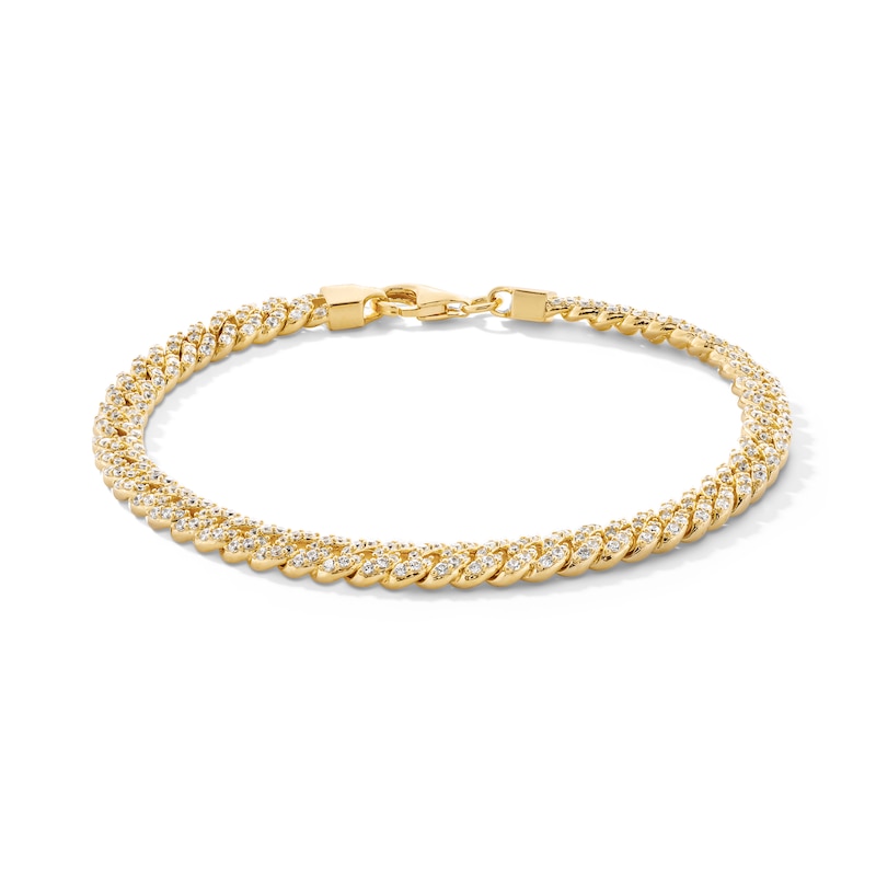 Main Image 1 of 18K Gold Plated CZ Cuban Chain Bracelet - 7.5&quot;