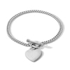 Thumbnail Image 1 of Sterling Silver Heart Charm Cuban Chain Bracelet Made in Italy - 7.5&quot;