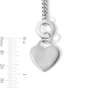 Thumbnail Image 3 of Sterling Silver Heart Charm Cuban Chain Bracelet Made in Italy - 7.5&quot;