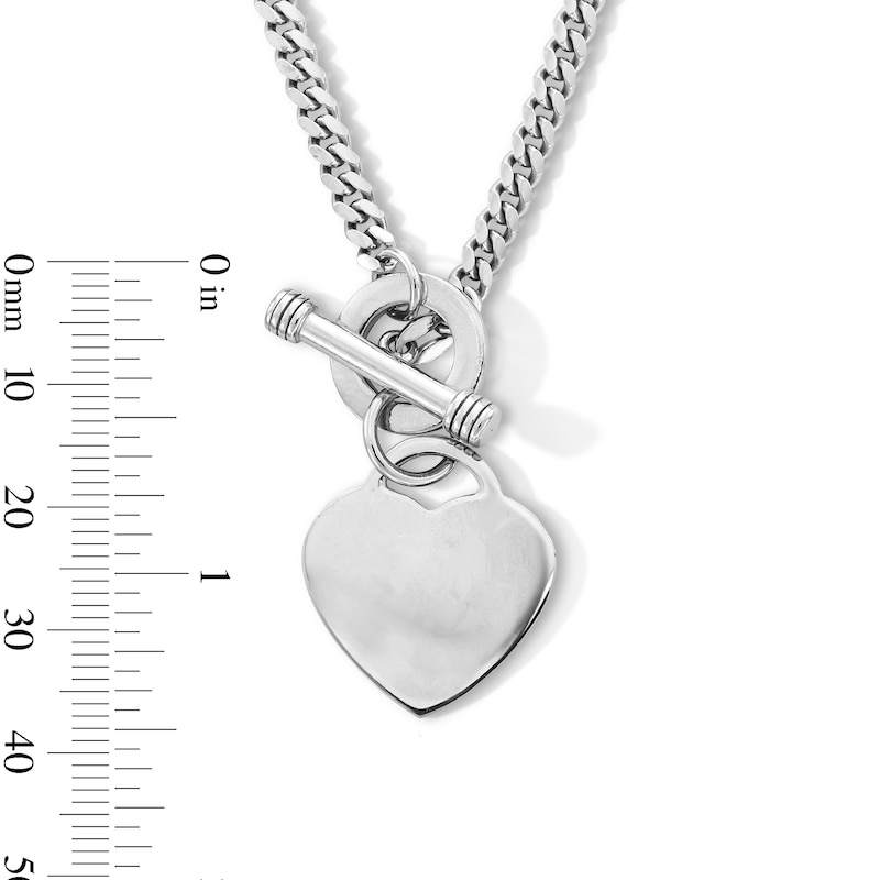 Main Image 3 of Sterling Silver Heart Charm Cuban Chain Made in Italy - 17&quot;