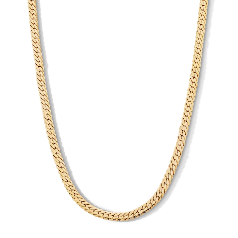 Main Image 1 of 10K Hollow Gold Flattened Tight Curb Chain Made in Italy - 20&quot;