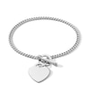 Thumbnail Image 1 of Sterling Silver Heart Charm Cuban Chain Bracelet Made in Italy - 7.5&quot;