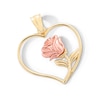 Thumbnail Image 1 of 10K Gold Rose in Heart Two-Tone Necklace Charm