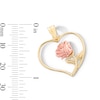 Thumbnail Image 2 of 10K Gold Rose in Heart Two-Tone Necklace Charm