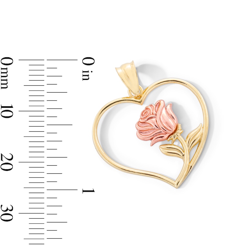 Main Image 2 of 10K Gold Rose in Heart Two-Tone Necklace Charm