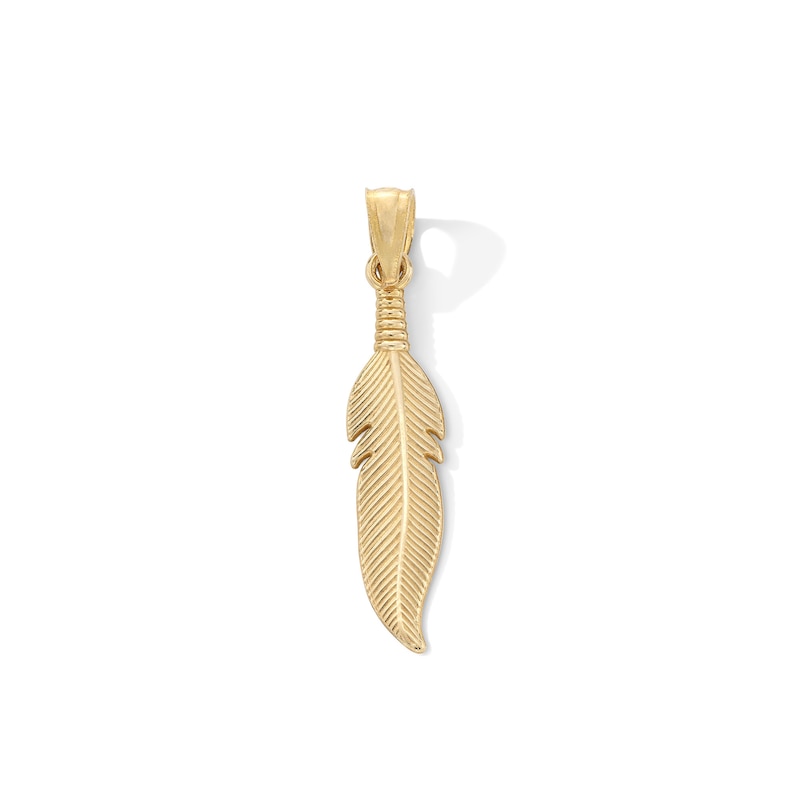 Main Image 1 of 10K Gold Feather Necklace Charm