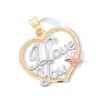 Thumbnail Image 1 of 10K Gold I Love You Butterfly Heart Tri-Tone Necklace Charm