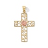 Thumbnail Image 1 of 10K Gold Rose Center Cross Two-Tone Necklace Charm