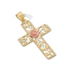 Thumbnail Image 4 of 10K Gold Rose Center Cross Two-Tone Necklace Charm