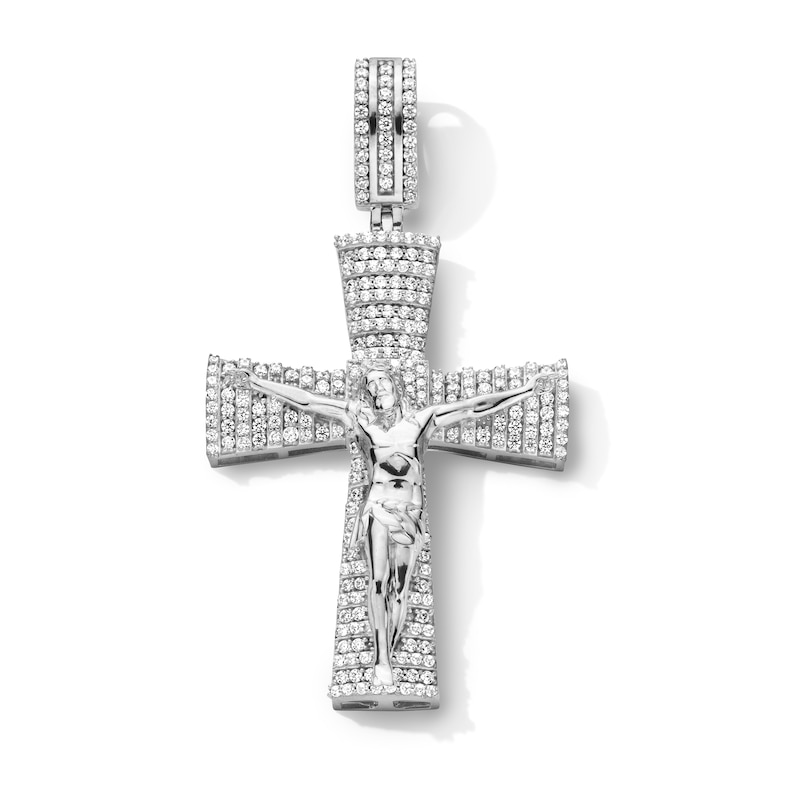 Main Image 1 of Sterling Silver CZ Crucifix Necklace Charm