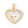 Thumbnail Image 1 of 10K Gold Mother-of-Pearl Cross Inside Heart Necklace Charm