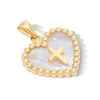 Thumbnail Image 2 of 10K Gold Mother-of-Pearl Cross Inside Heart Necklace Charm