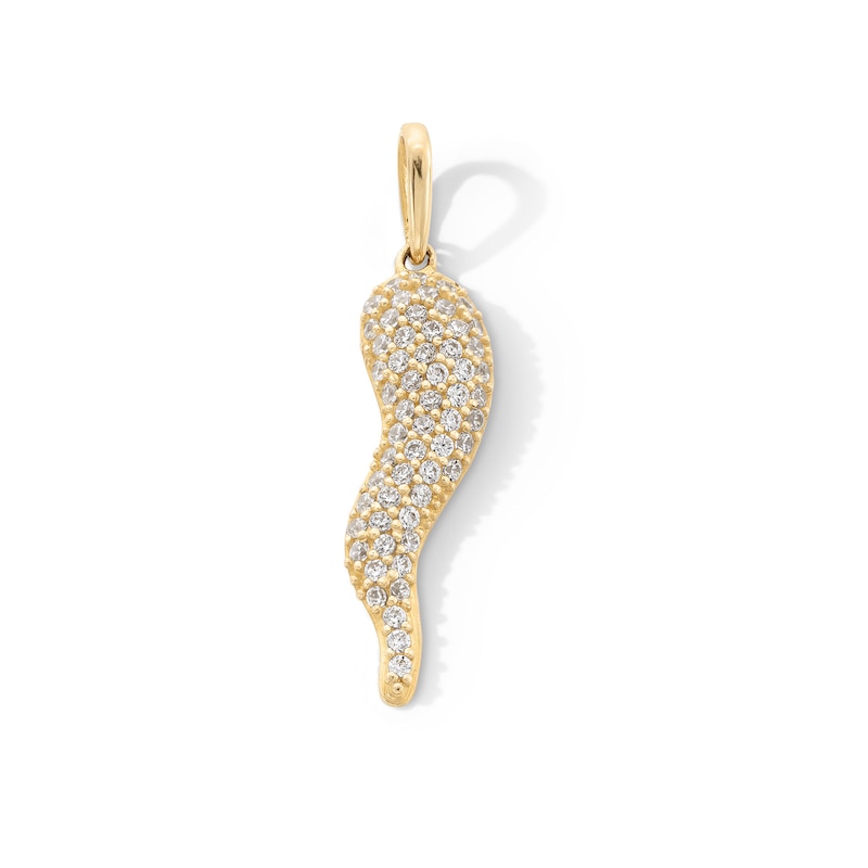 Main Image 1 of 10K Gold CZ Italian Horn Necklace Charm