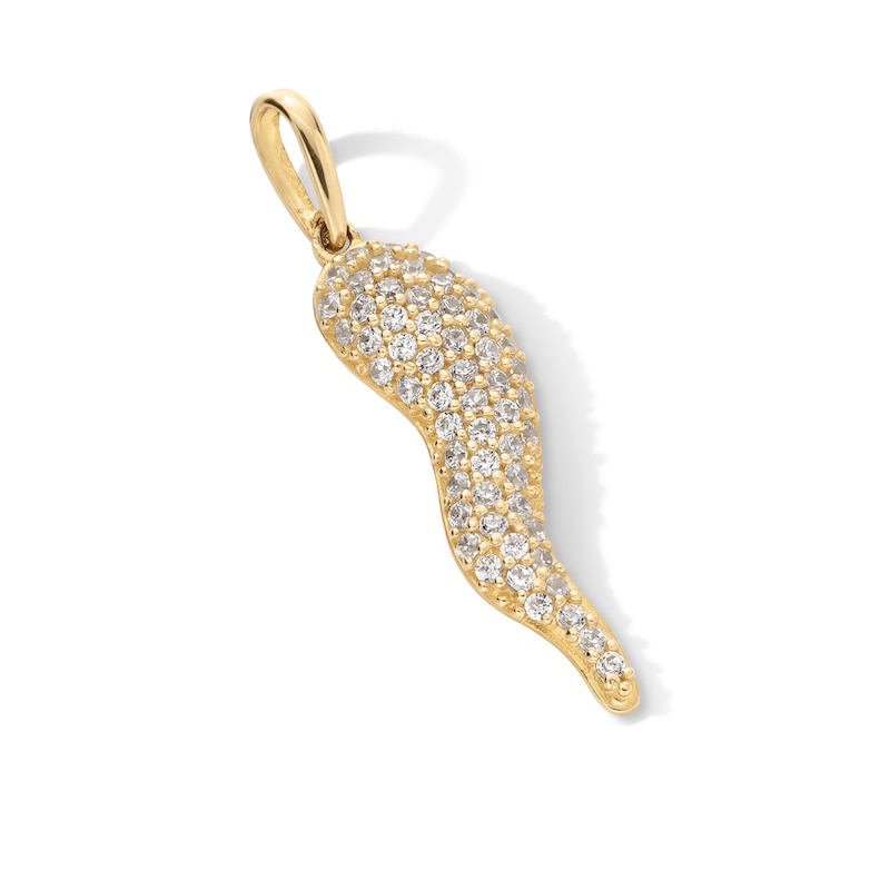 Main Image 2 of 10K Gold CZ Italian Horn Necklace Charm