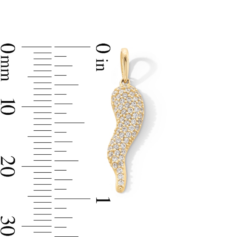 Main Image 3 of 10K Gold CZ Italian Horn Necklace Charm