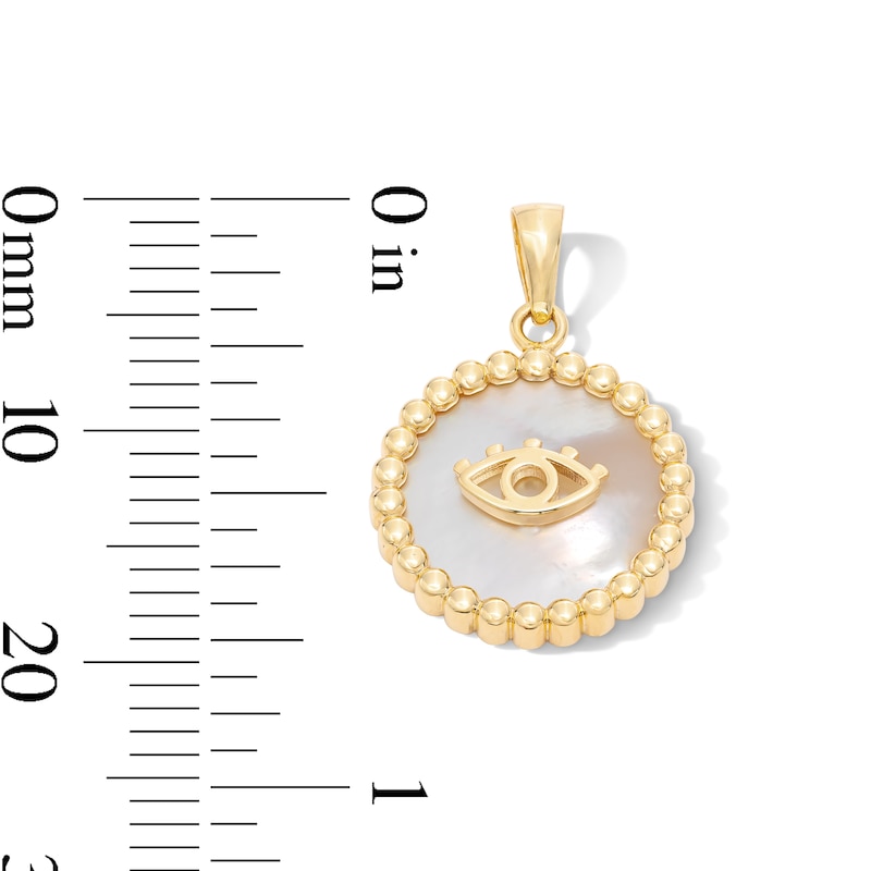 Main Image 3 of 10K Gold Mother-of-Pearl Evil Eye Medallion Necklace Charm