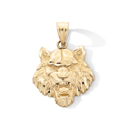 10K Gold Tiger Head Necklace Charm