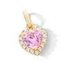 Thumbnail Image 1 of 10K Gold Pink CZ Halo Heart Necklace Charm