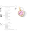 Thumbnail Image 2 of 10K Gold Pink CZ Halo Heart Necklace Charm